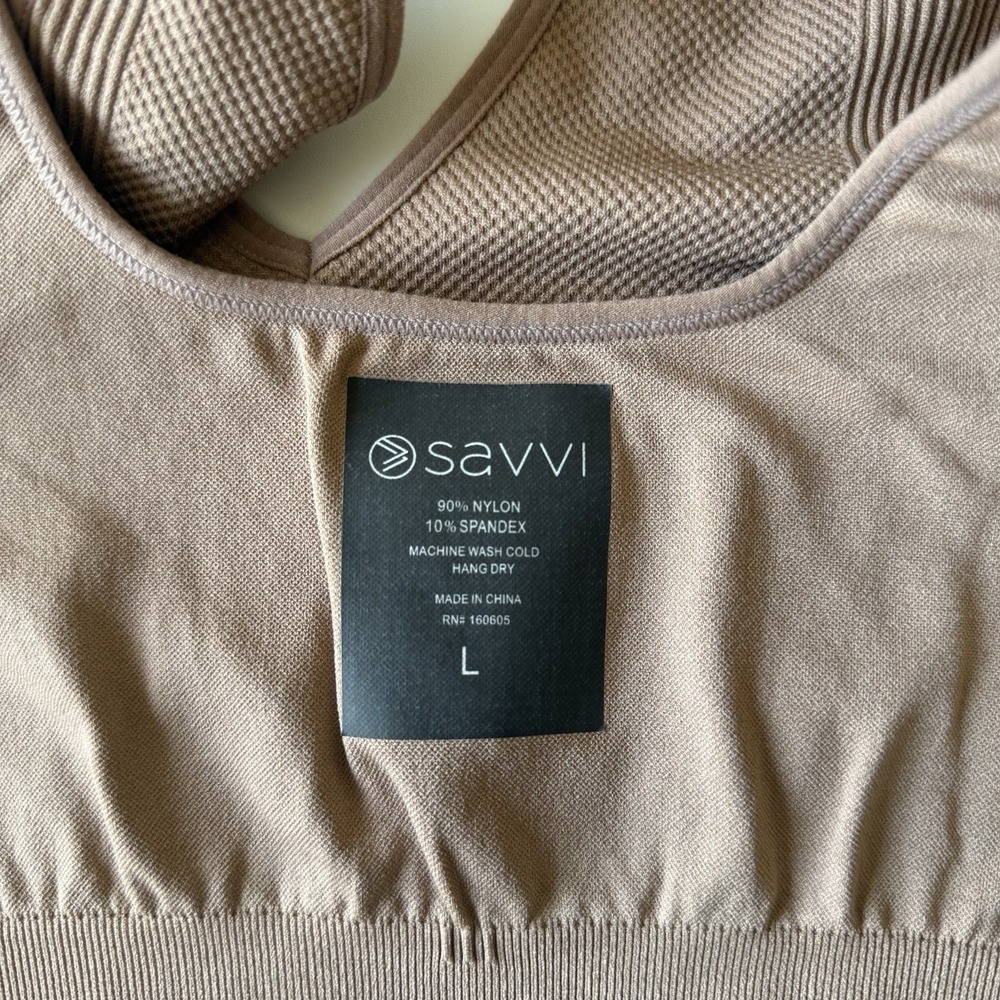 Savvi‎ Large Tan Sports Bra Tank Top No Pads Women's Active Wear Gym Workout - Picture 4 of 4